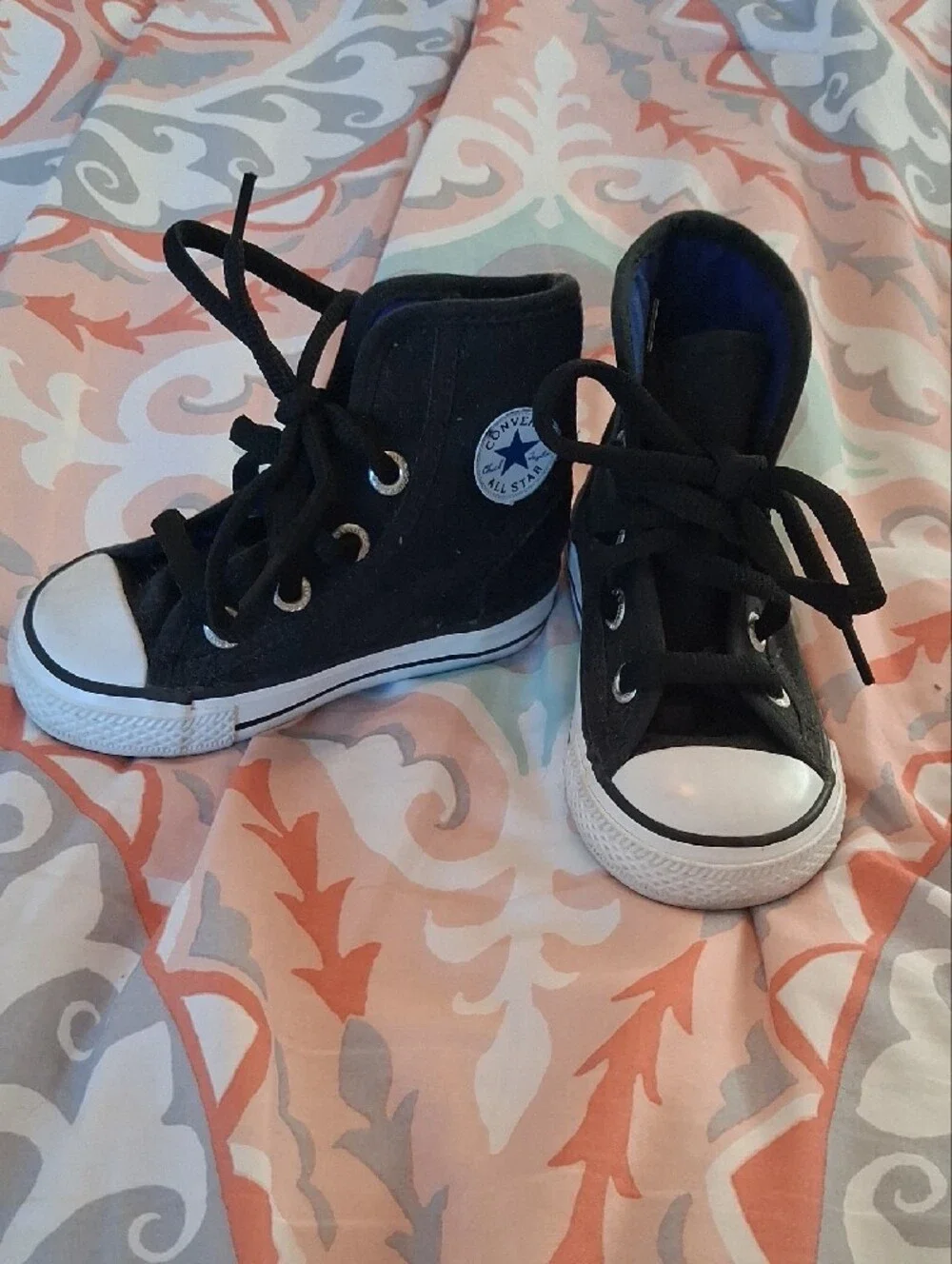 Converse Toddler Black High-Top Sneakers with White Toe